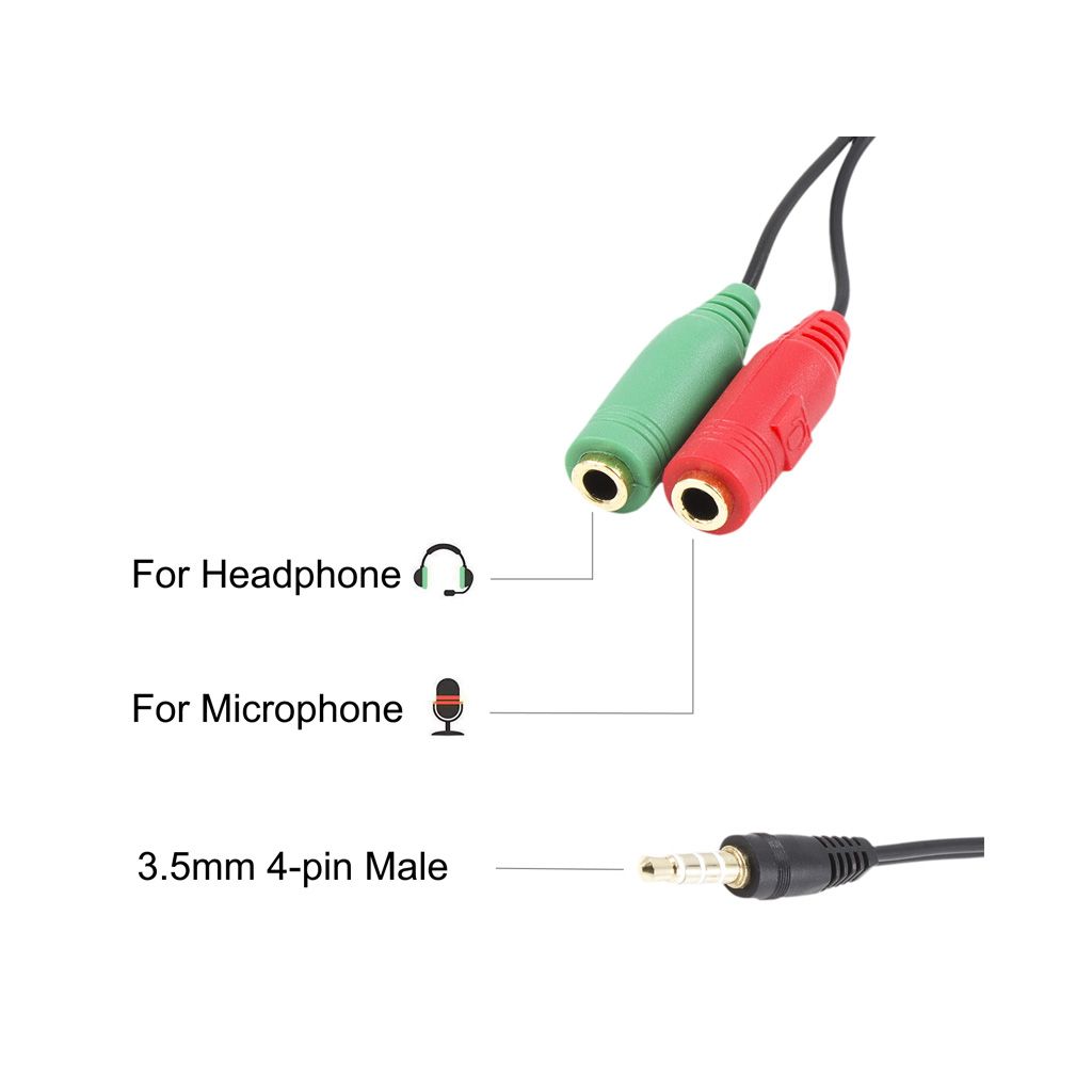 EWENT adapter za slušalke in mikrofon, 1 moški na 2 ženska, 3,5 mm, 15 cm