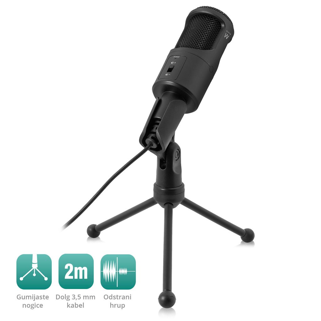 EWENT mikrofon Professional Multimedia, s stojalom