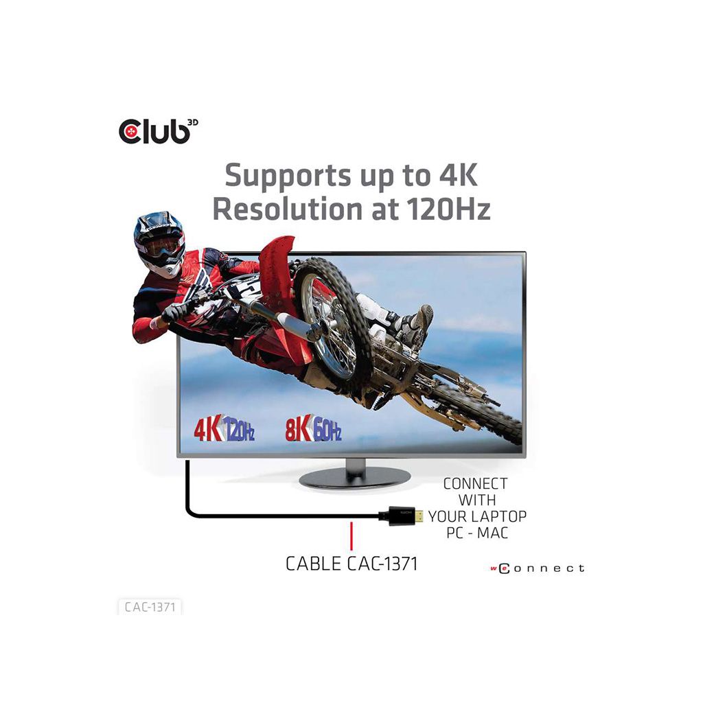 CLUB 3D kabel HDMI v HDMI AC-1371, UHS, 28 AWG, 4K@120Hz / 8K@60Hz, 1m