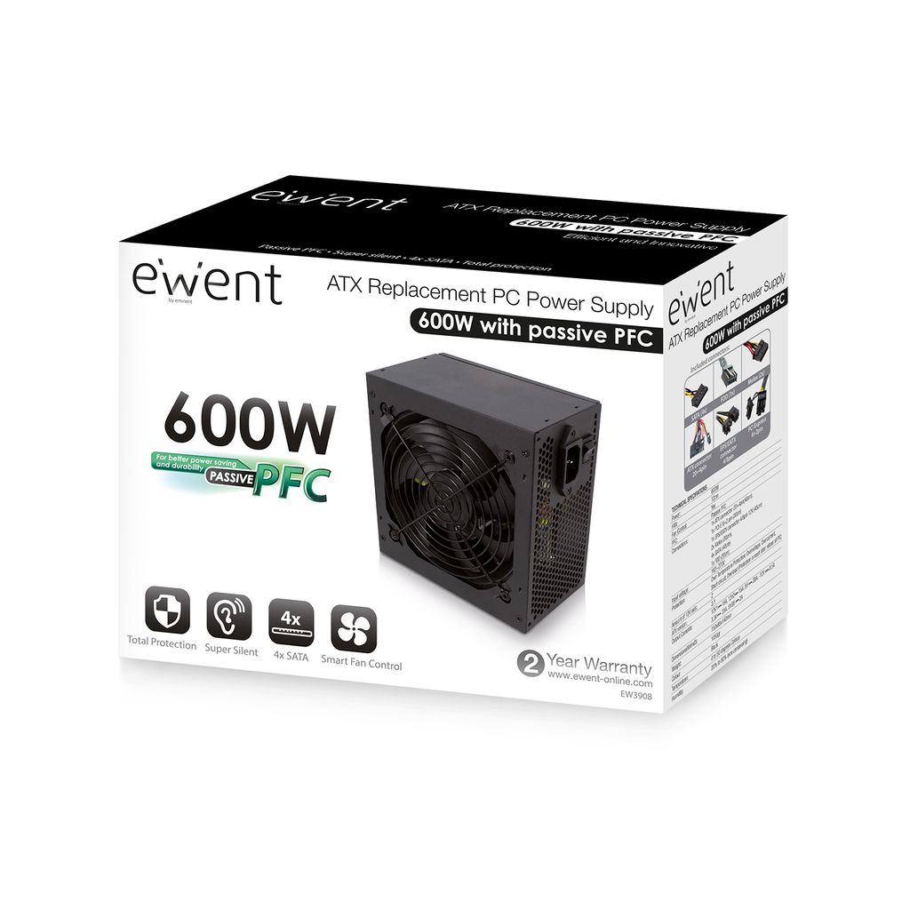 EWENT napajalnik ATX 600W EW3908, PFC, V3.1