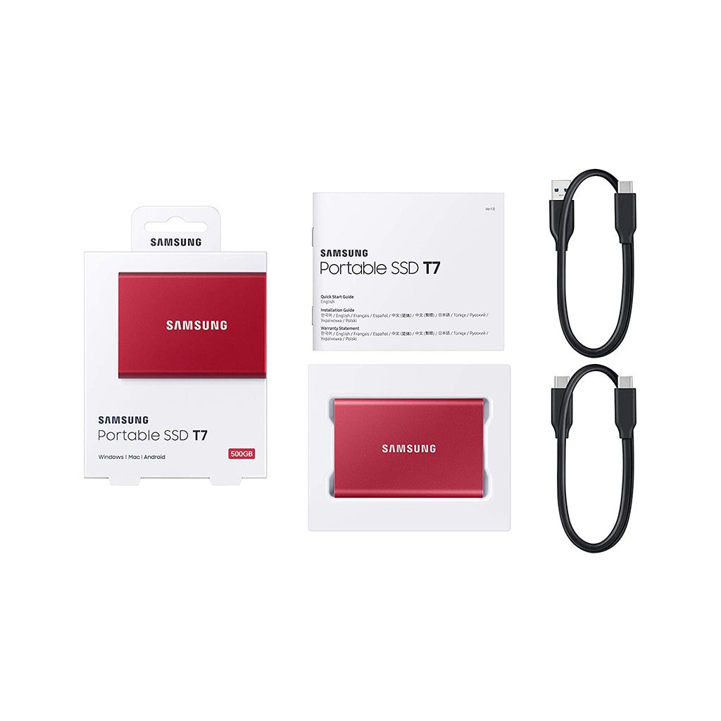 SAMSUNG zunanji SSD trdi disk T7,  500GB - rdeč