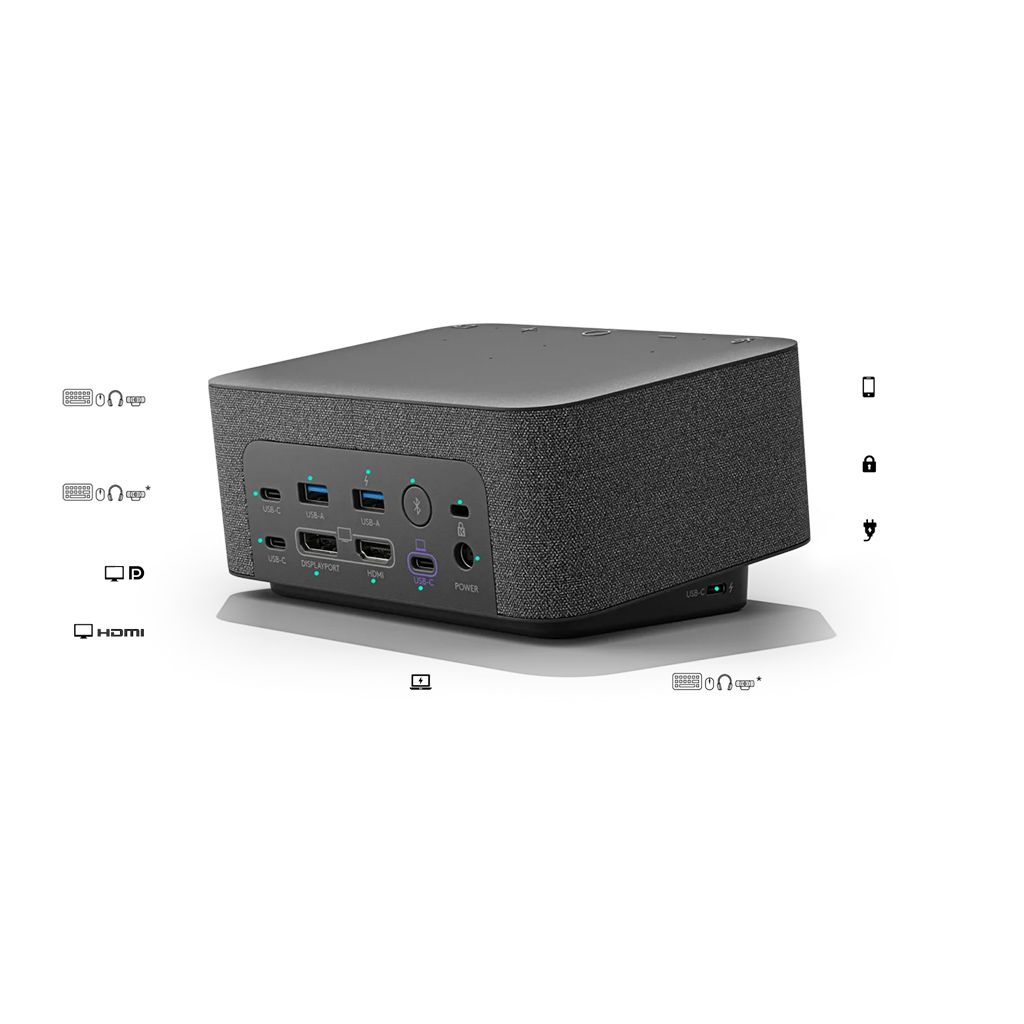 LOGITECH Priključna postaja USB-C z zvočniki Logi Dock, 3xUSB-C, 2xUSB-A, DP, HDMI, grafitna