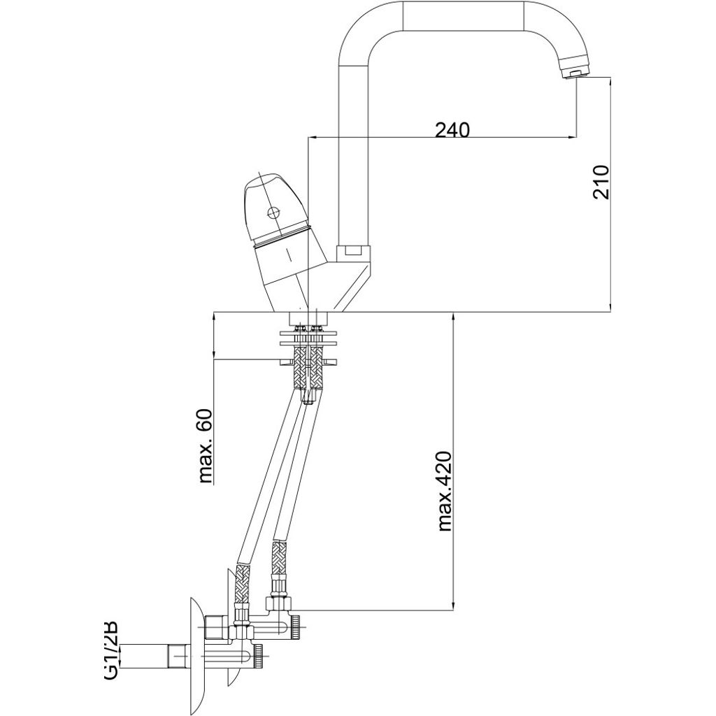 UNITAS enoročna kuhinjska armatura Simpaty + kotni ventil (42800189)