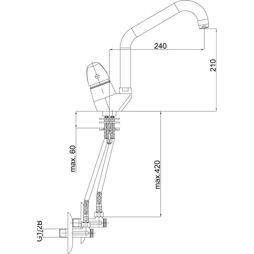 UNITAS enoročna kuhinjska armatura Simpaty + kotni ventil (42800193)