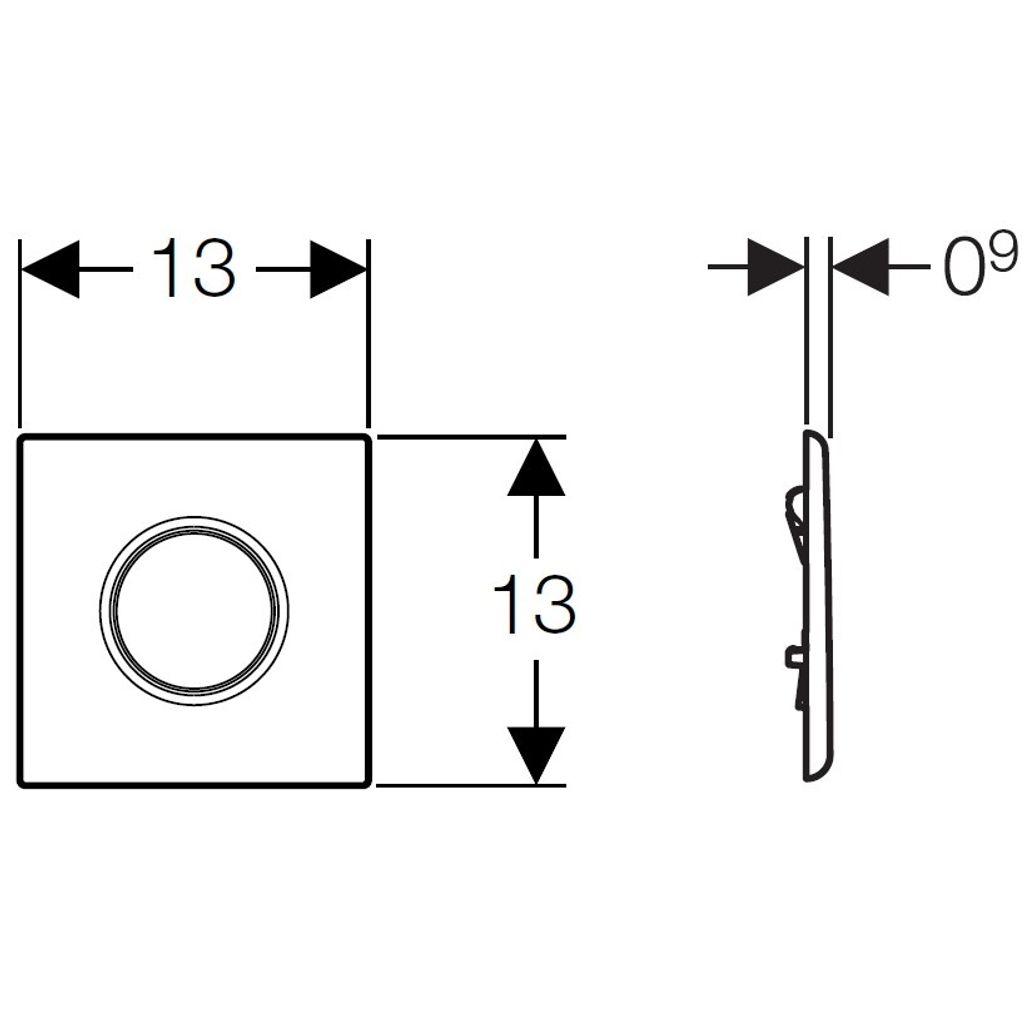 GEBERIT aktivirna tipka za pisoarje s pnevmatskim aktiviranjem splakovanja, Tip 01 (Sijajni Krom) (116.011.21.5)