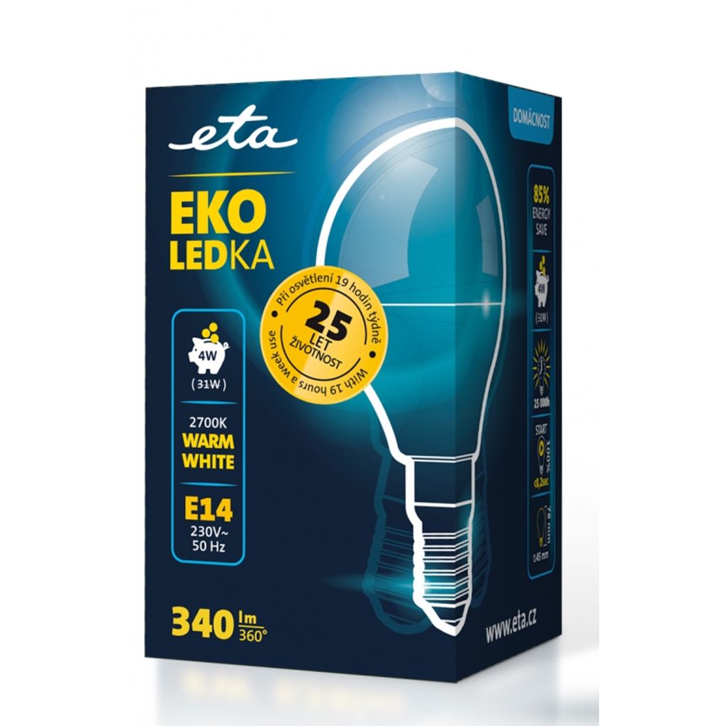 ETA LED žarnica 4W E14 [topla bela, 2700K, 340lm]