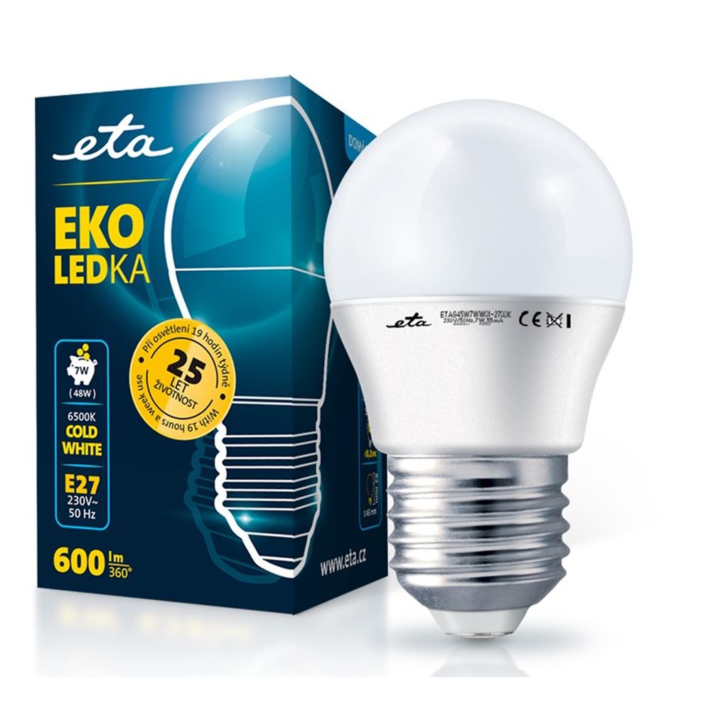 ETA LED žarnica 7W E27 [hladno bela, 6500K, 600lm]