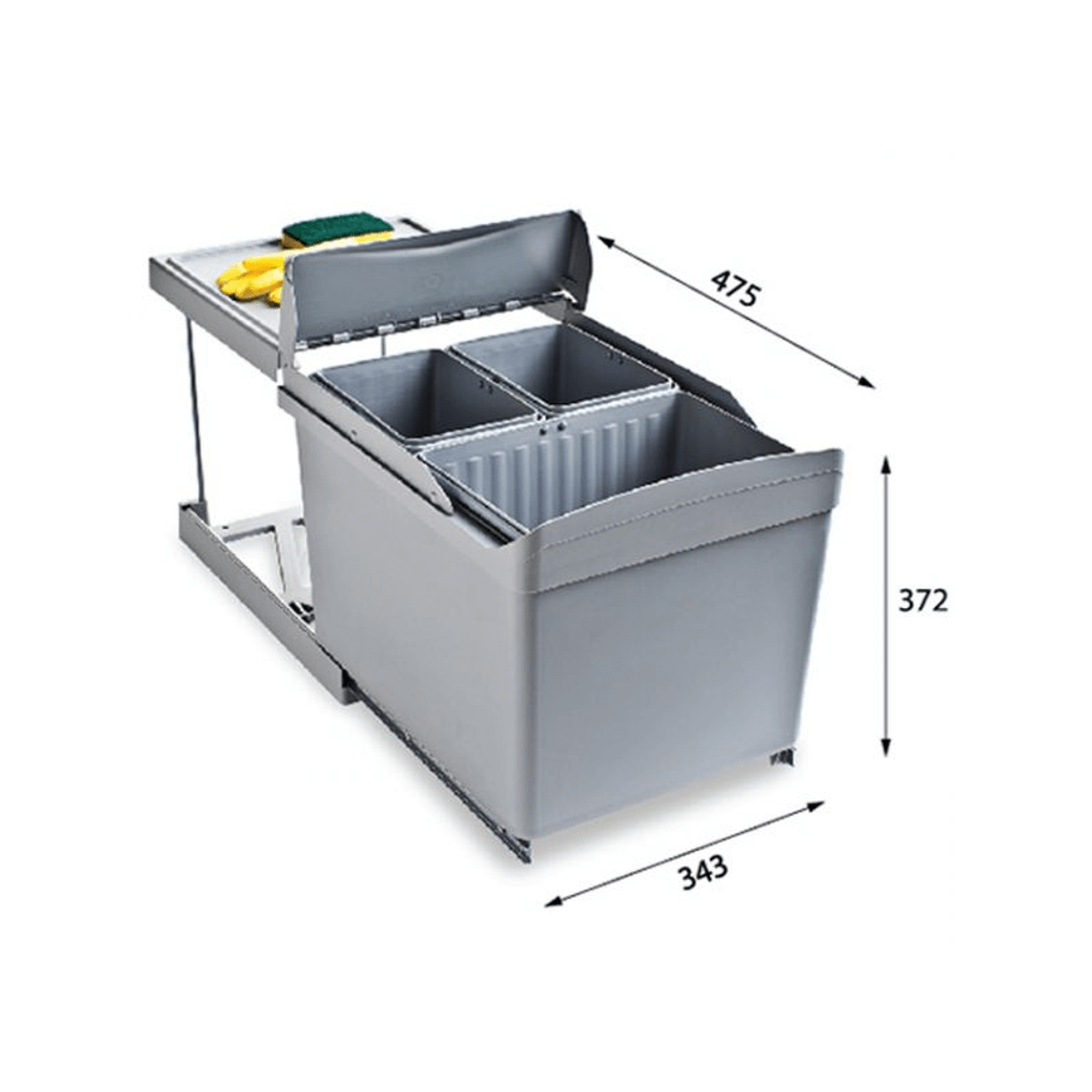 ALVEUS sistem za ločevanje odpadkov s tremi posodami (16 lit + 2x7,5 lit) - ALBIO 30 (1090337)