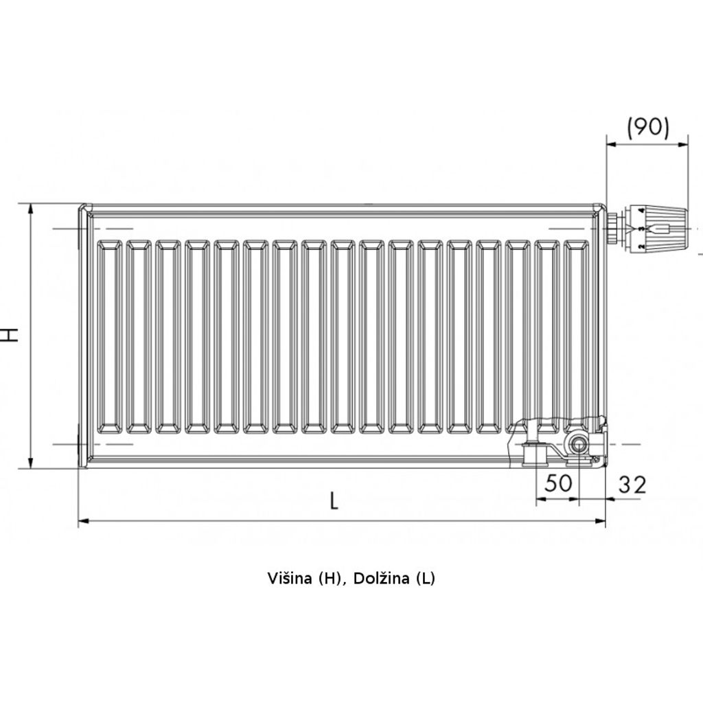 KORADO radiator VKU TIP 10 s spodnjim priklopom, višina: 600 mm, širina: 400 mm, desni priklop