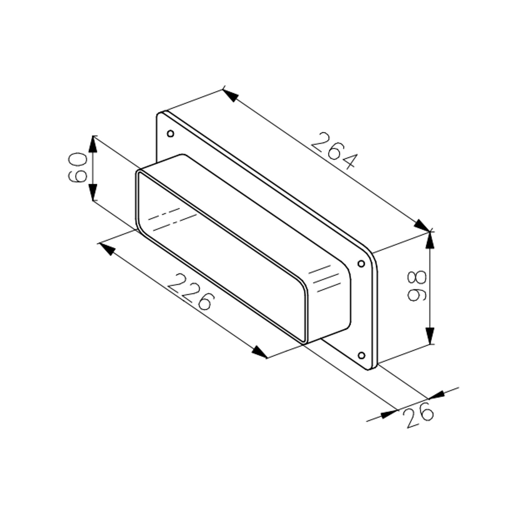 FABER PVC štirioglati priključek za odvodno cev fi 125mm - dimenzije 22x6cm (112.0157.297)