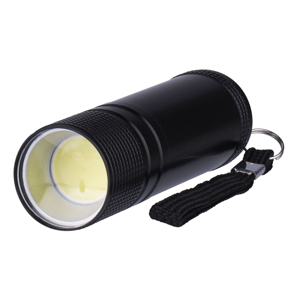 EMOS Ročna LED svetilka 3W, COB LED, 100 lm, 3× AAA, črna, kovinska P3894
