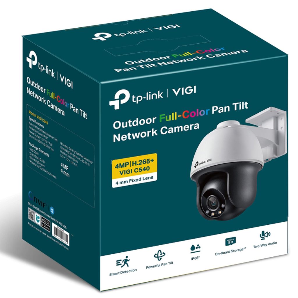 TP-LINK zunanja nadzorna kamera VIGI C540 4mm dnevna/nočna 4MP LAN QDH bela/črna