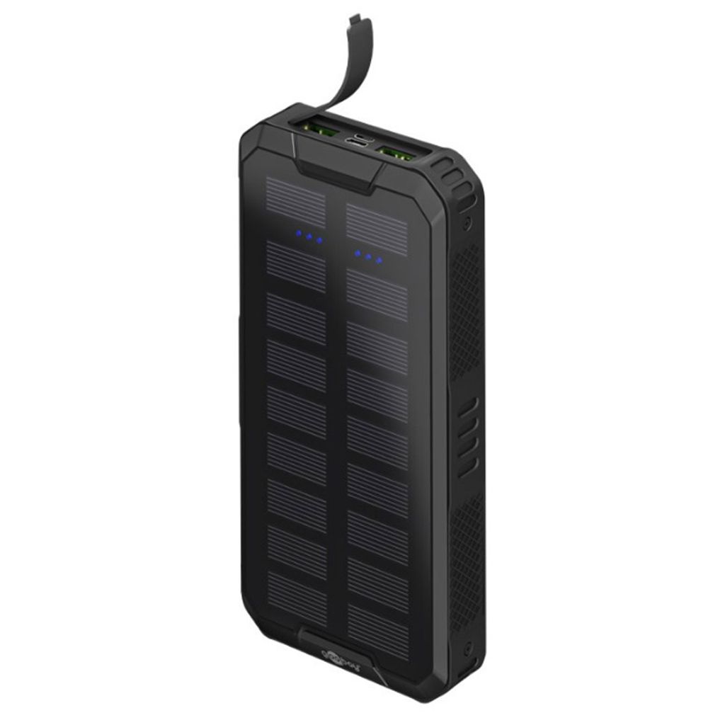 GOOBAY PowerBank 20.000 mAh USB-C 3.0 Quick-Charge sončne celice črna zunanja prenosna baterija