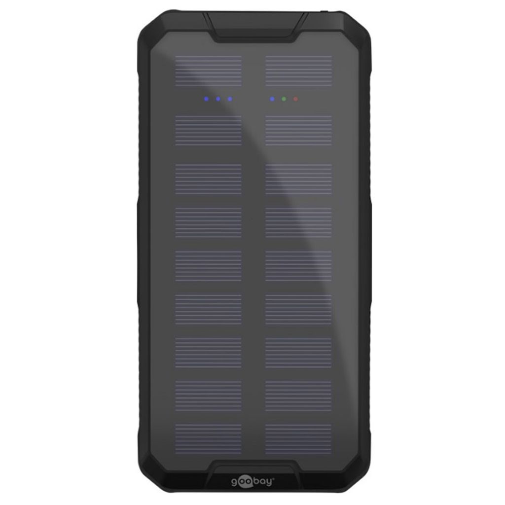 GOOBAY PowerBank 20.000 mAh USB-C 3.0 Quick-Charge sončne celice črna zunanja prenosna baterija