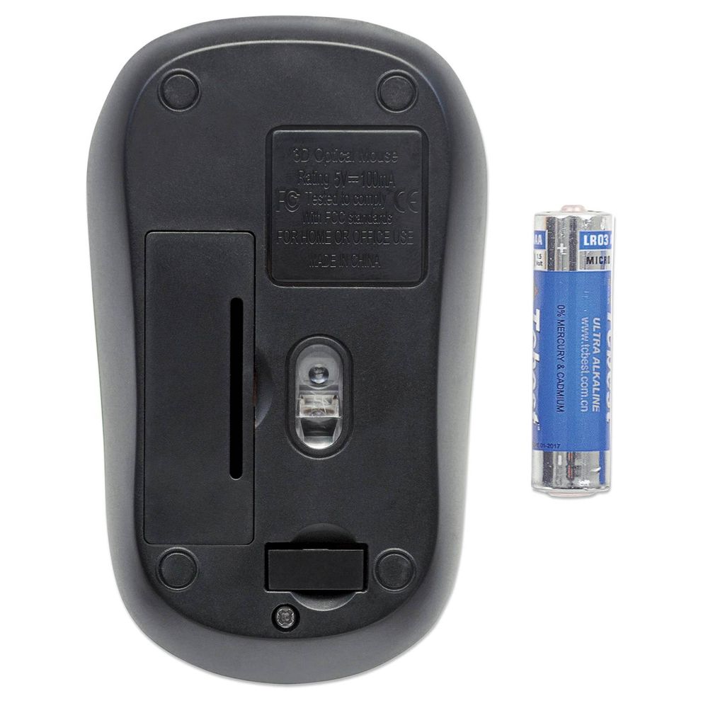 MANHATTAN Brezžična optična miška, modro/črna, USB, 1000 dpi, 3 tipke s kolescem