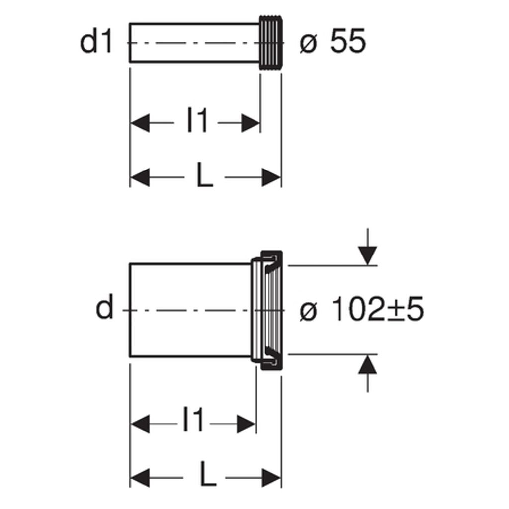 GEBERIT priključna garnitura za podometni splakovalnik - stenski, 30 cm (152.441.46.1)
