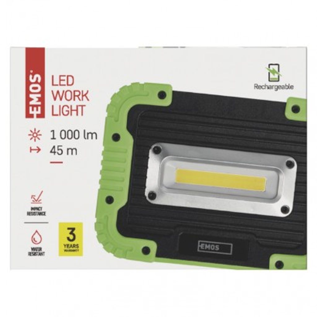 EMOS Polnilna LED delovna svetilka 10 W COB, 1000 lm, 4400 mAh P4533