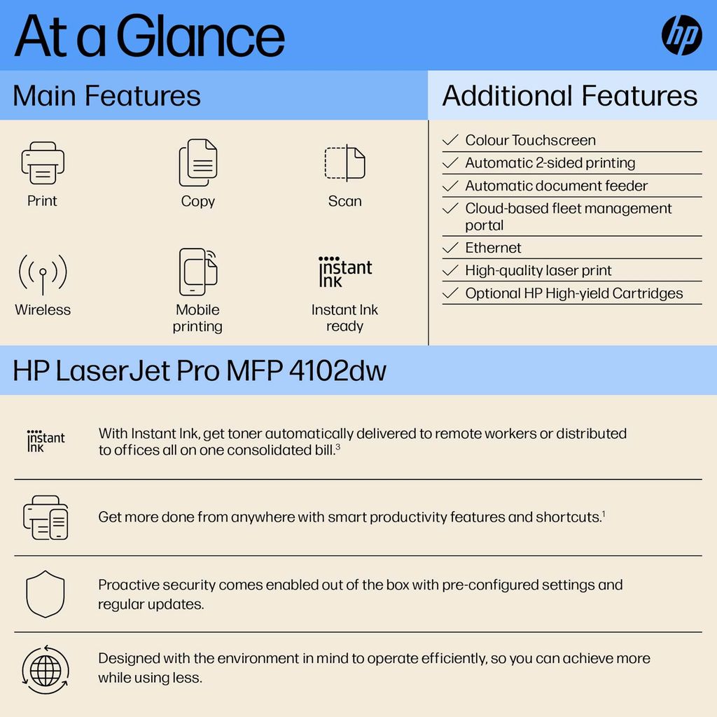 HP Večfunkcijska laserska naprava LaserJet Pro 4102dw