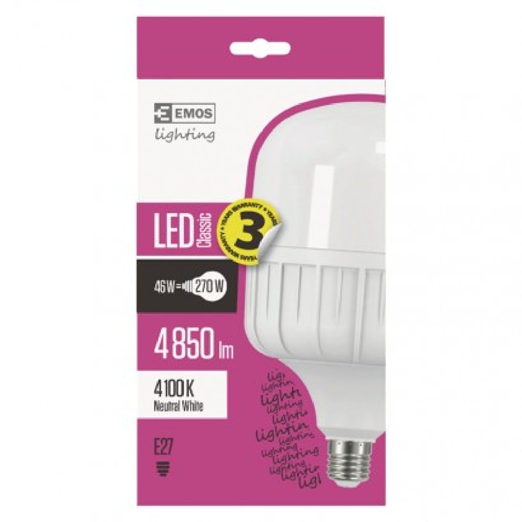 EMOS LED žarnica classic T140, 46W, E27, nevtralna bela ZL5751