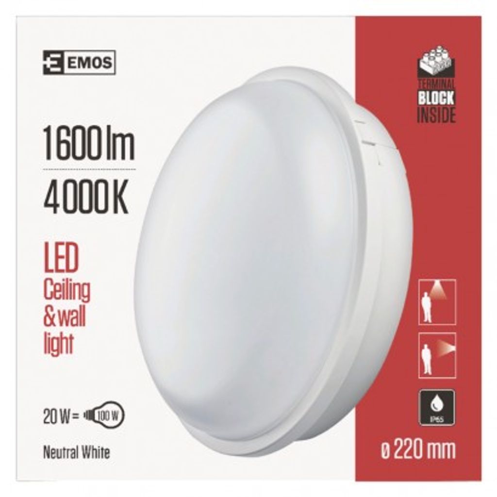 EMOS LED svetilo nadometno okroglo 20W, nevtralna bela ZM3010