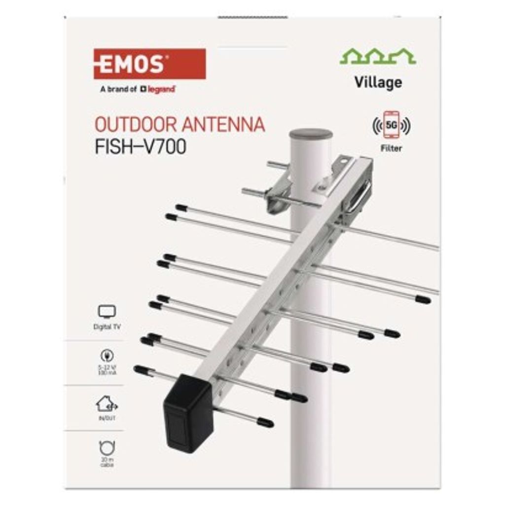 EMOS Antena univerzalna VILLAGE FISH–V700, DVB-T2, DAB, filtr LTE/4G/5G J0806