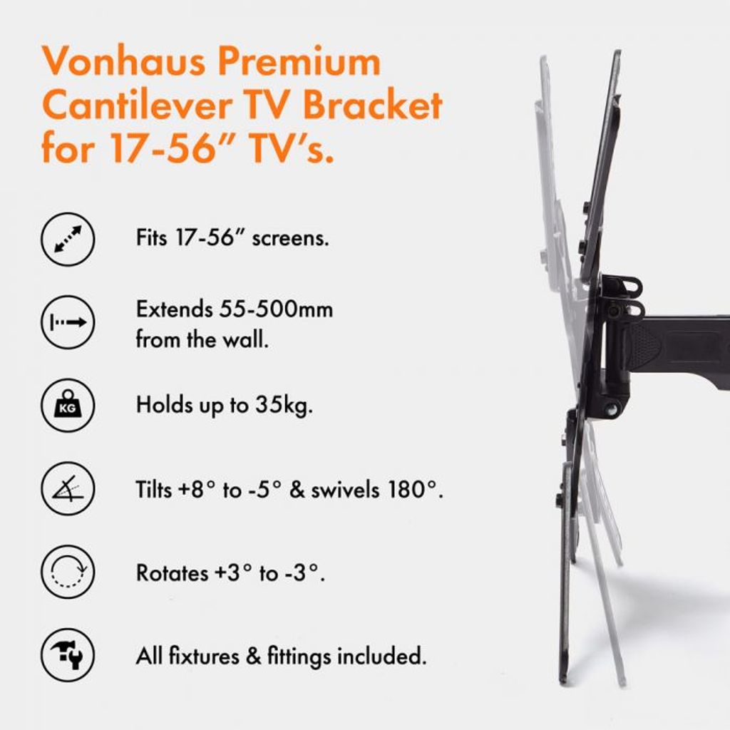 VONHAUS nagibni TV stenski nosilec s HDMI kablom (13-27")