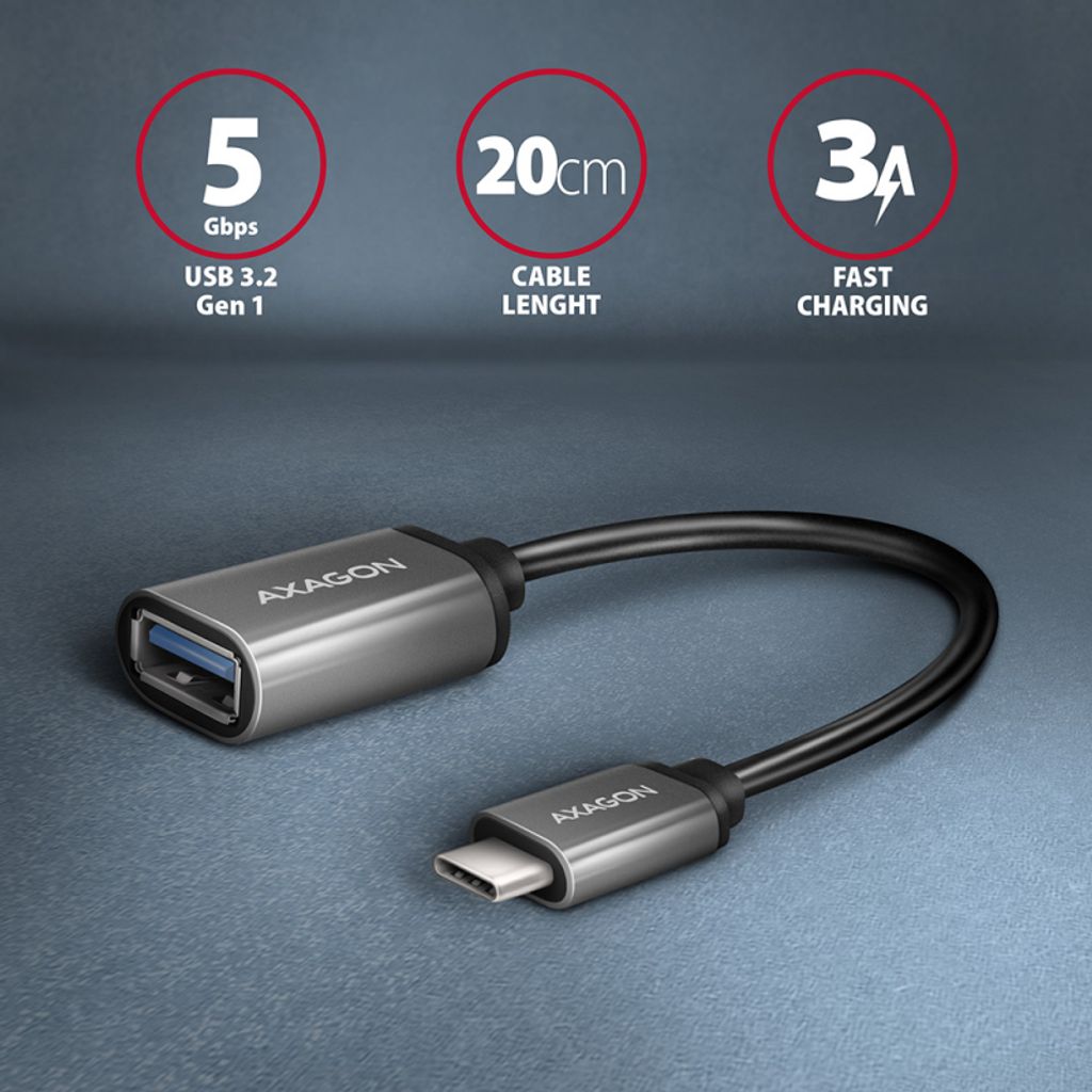 AXAGON adapter USB-C M v USB-A Ž 3.2 20 cm