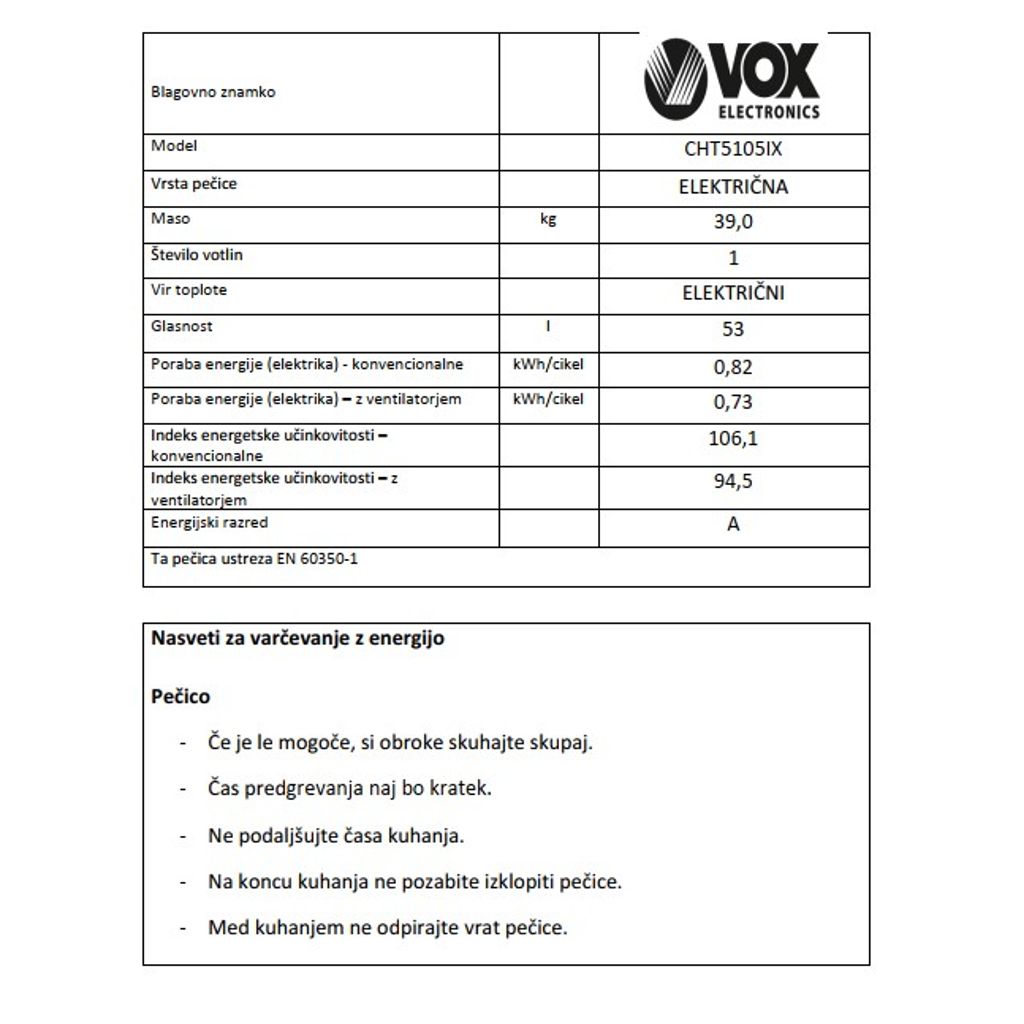 VOX steklokeramični štedilnik CHT5105 IX (4x steklokeramika)