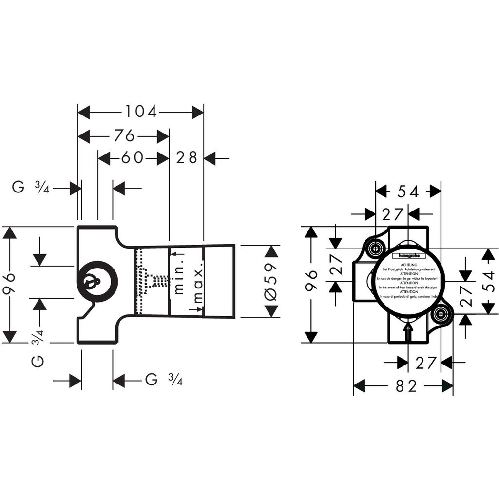 HANSGROHE podometna enota za mešalni ventil 3 - potni (15981180) 