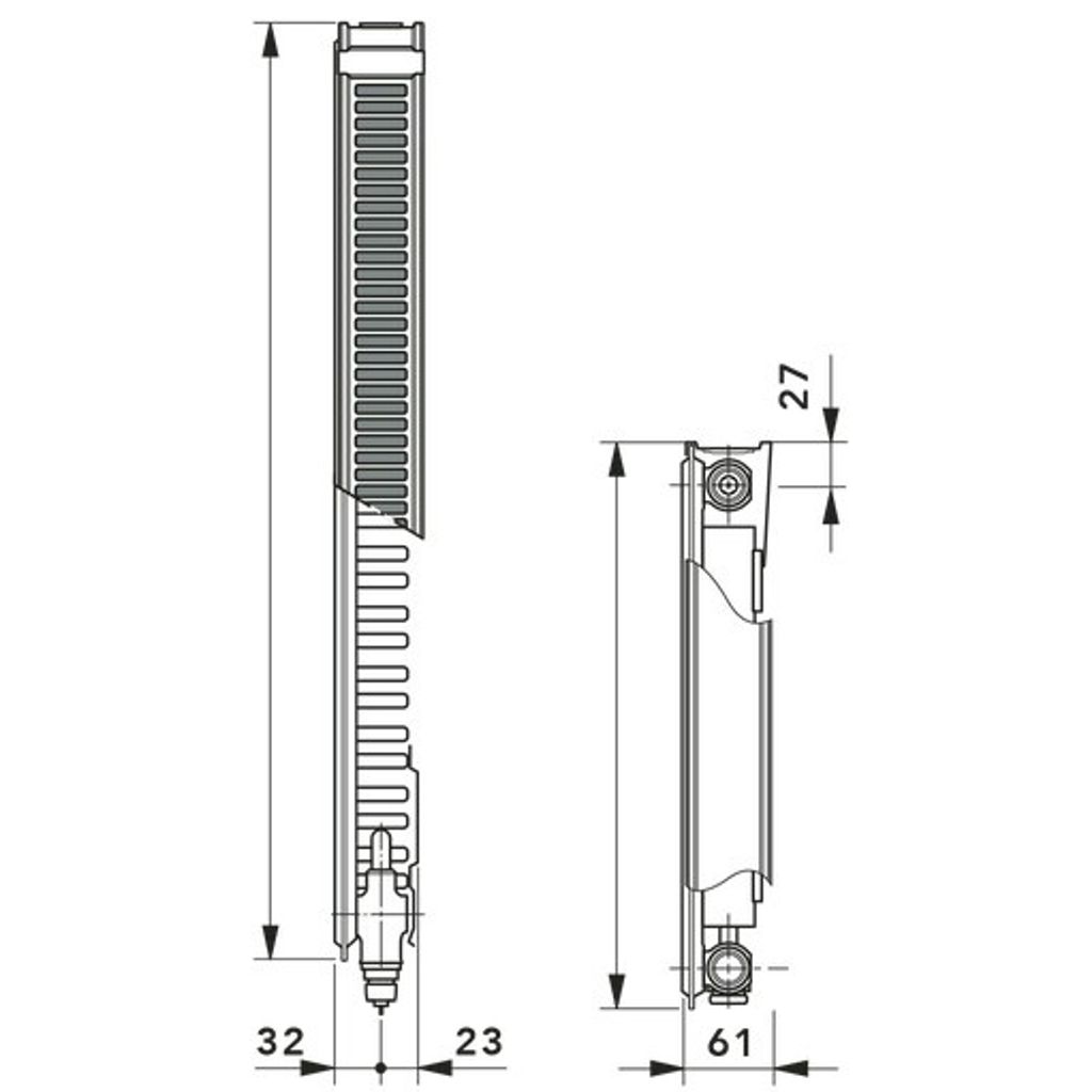VOGEL & NOOT panelni ventilski radiator, debelina 61 mm 11 KV - V600_S400