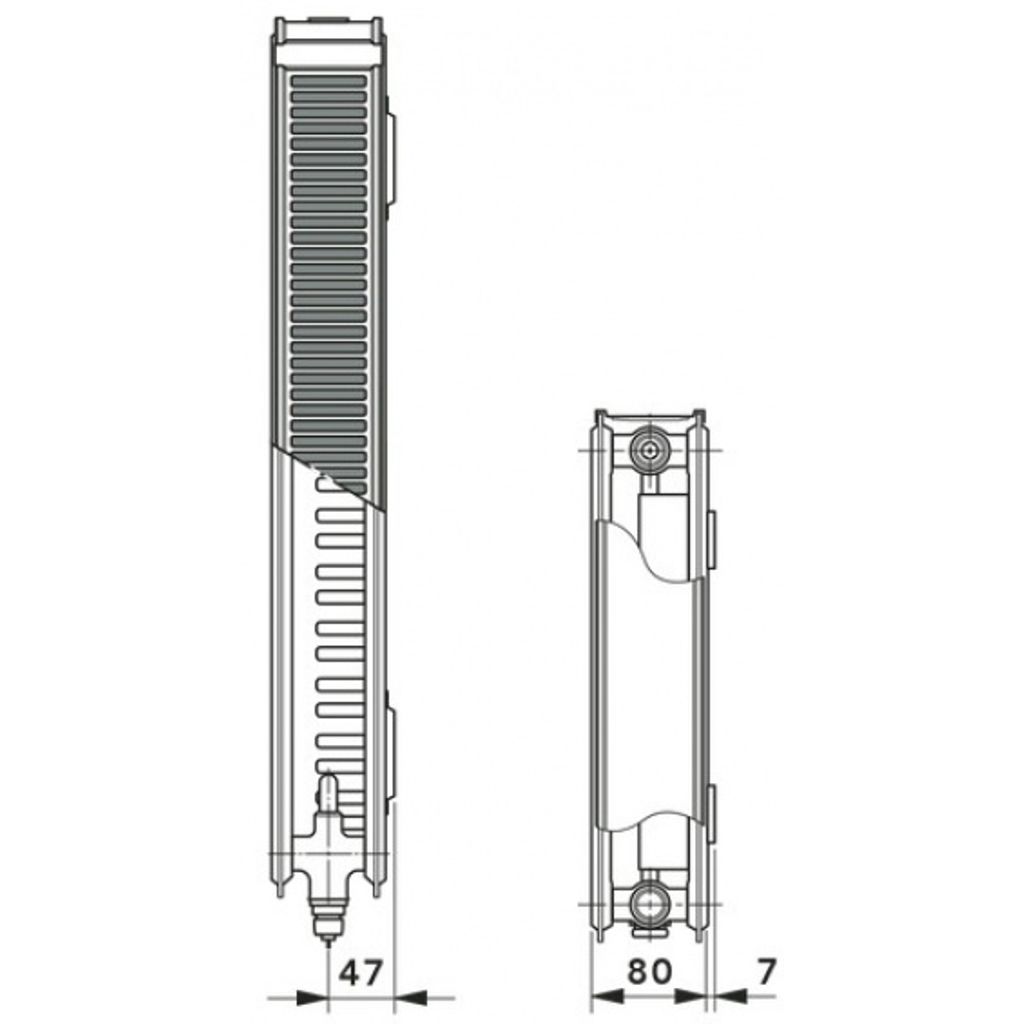 VOGEL & NOOT panelni ventilski radiator, debelina 80 mm 21 KV-S - V300_S1000