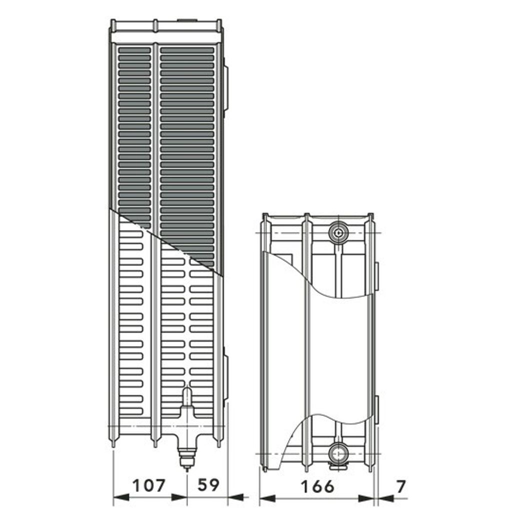 VOGEL & NOOT panelni ventilski radiator, debelina 166 mm 33 KV - V500_S1200