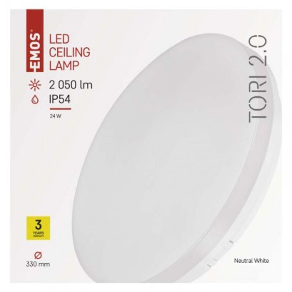 EMOS LED svetilo TORI nadometno, okroglo, 24W, nevtralna bela, IP54 ZM4322