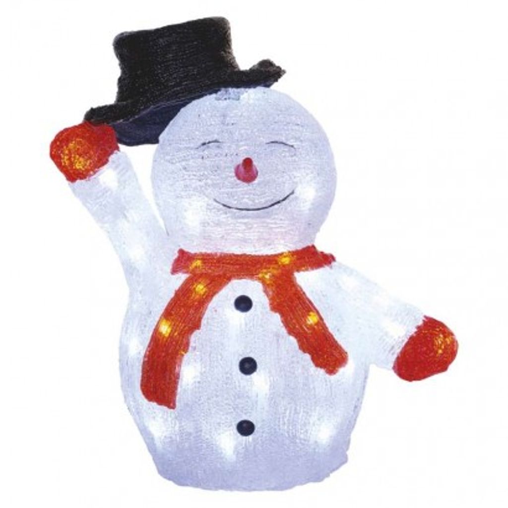 EMOS LED božični snežak s klobukom, 36 cm, zunanji in notranji, hladna bela, časovnik DCFC18