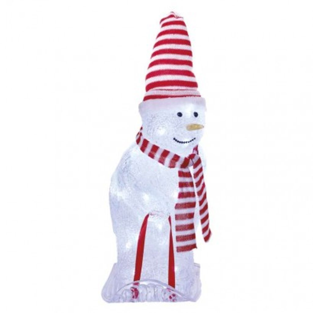 EMOS LED božični snežak s kapo in šalom, 46 cm, zunanji in notranji, hladna bela, časovnik DCFC19
