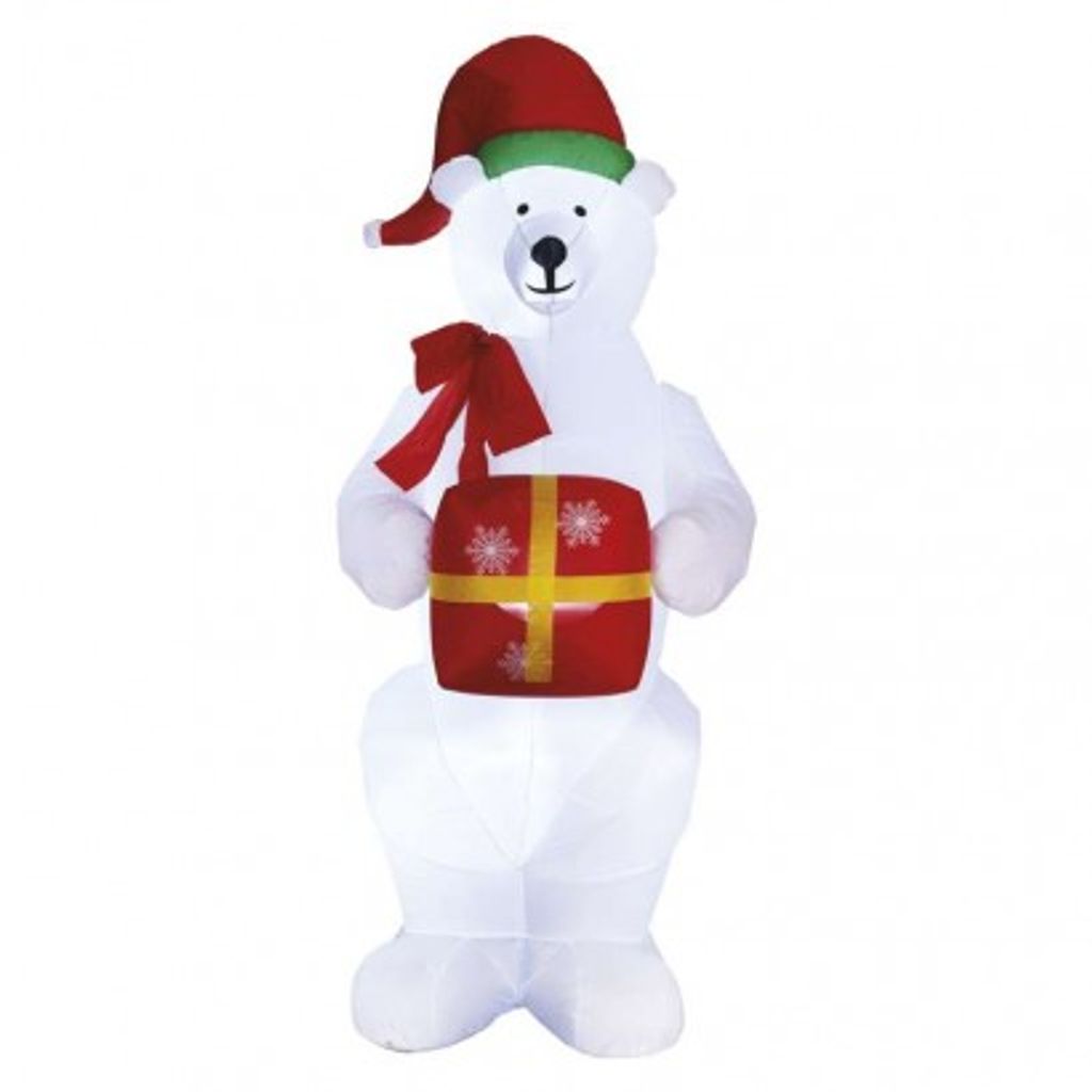 EMOS LED polarni medved z božičnim darilom, napihljiv, 240 cm, zunanji in notranji, hladna bela DCFC15