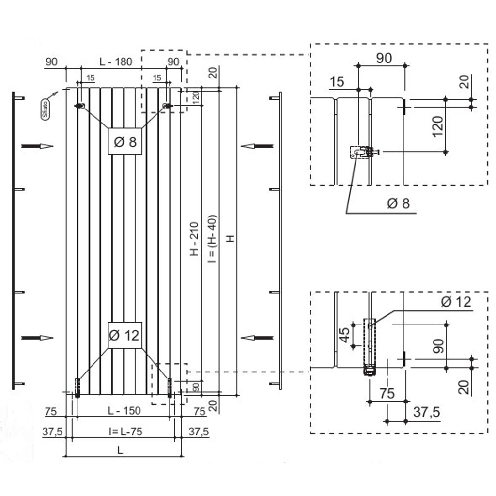 Klasični vertikalni radiator Tonon Forty Burano Plus Višina: 2000 mm, Dolžina: 300 mm