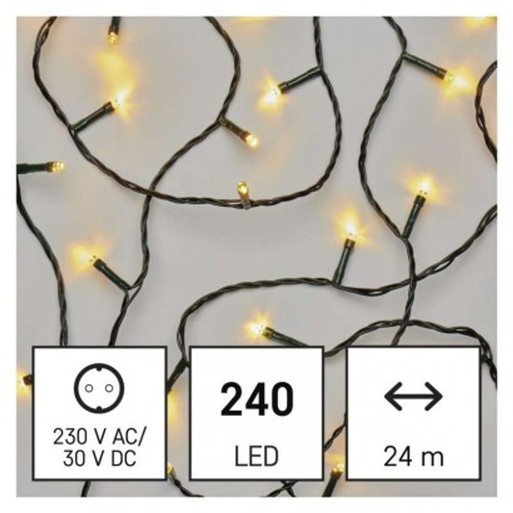 EMOS LED božična veriga, 24 m, zunanja in notranja, topla bela, programi D4AW08