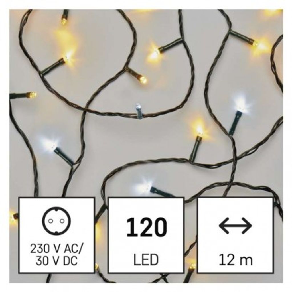 EMOS LED božična veriga, 12 m, zunanja in notranja, topla/hladna bela, časovnik D4AN05