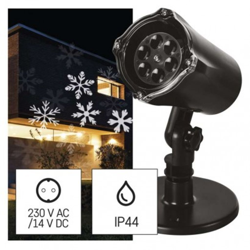 EMOS LED božični projektor – snežinke, zunanji in notranji, hladna bela DCPC04