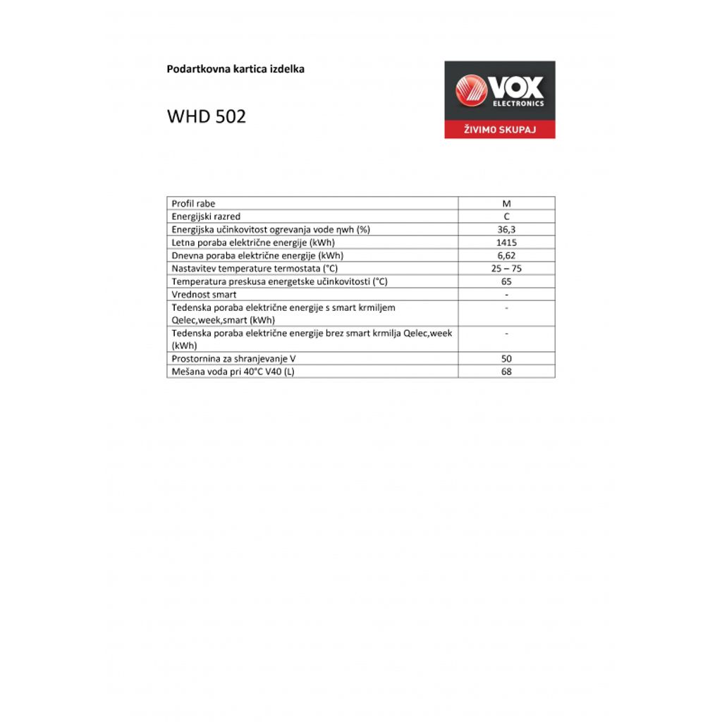 VOX grelnik vode - bojler WHD 502