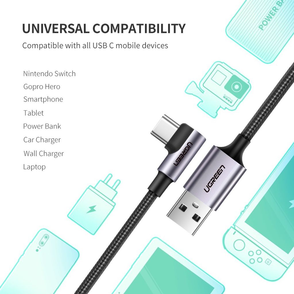 UGREEN kotni kabel USB A 2.0 na USB-C 0.9 m