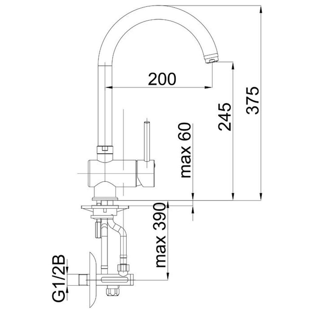 UNITAS enoročna kuhinjska armatura Fresh - nizkotlačna + kotni ventili (42801137)