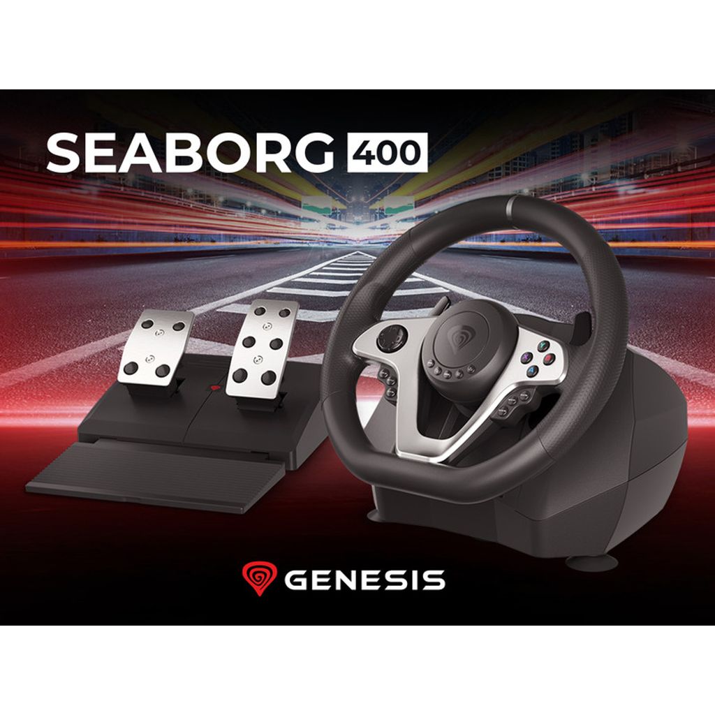 GENESIS SEABORG 400 gaming volan, PC/PS4/PS3/Nintendo Switch/XBOX One/XBOX 360, vibriranje, F1 prestave, nastavljivo vrtenje