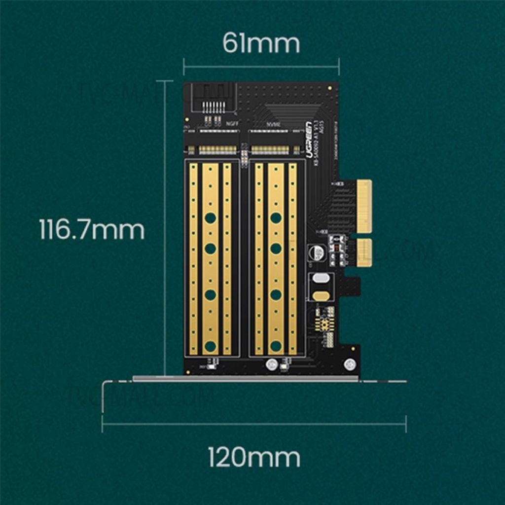 UGREEN razširitvena kartica z M.2 SATA podporo  70504 PCIe na M2 adapter M.2 NVME na PCI-E 3.0