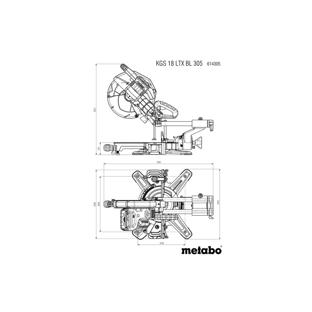 METABO baterijska zajeralna žaga KGS 18 LTX BL 305 s potezno funkcijo (614305850)