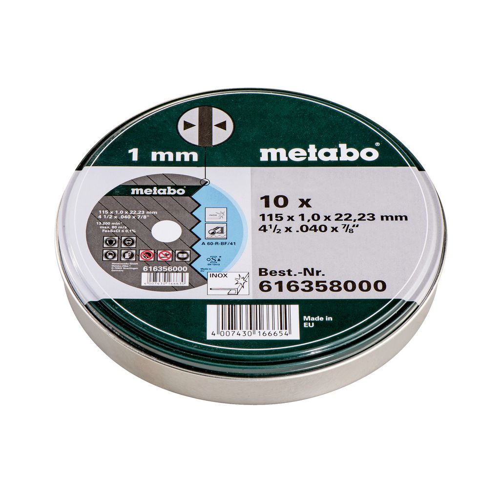 METABO inox rezalna plošča SP 115x1,0x22,23 mm - 10 kos