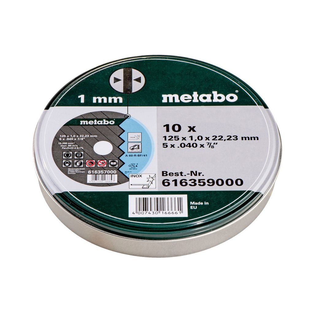 METABO inox rezalne plošče SP 125x1,0x22,23 mm - 10 kos