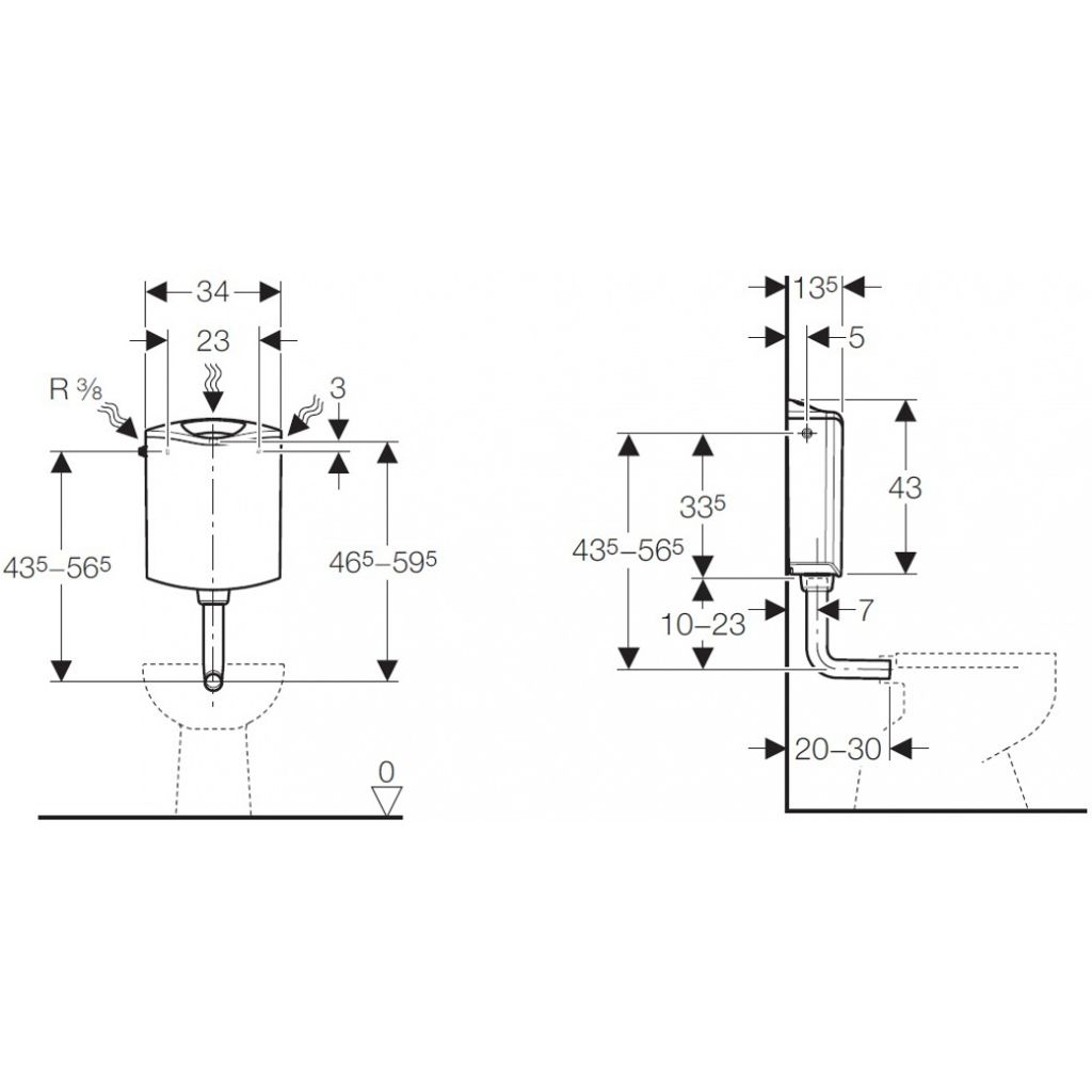 GEBERIT nadometni splakovalnik AP116 za dvokoličinsko splakovanje (136.430.11.1)