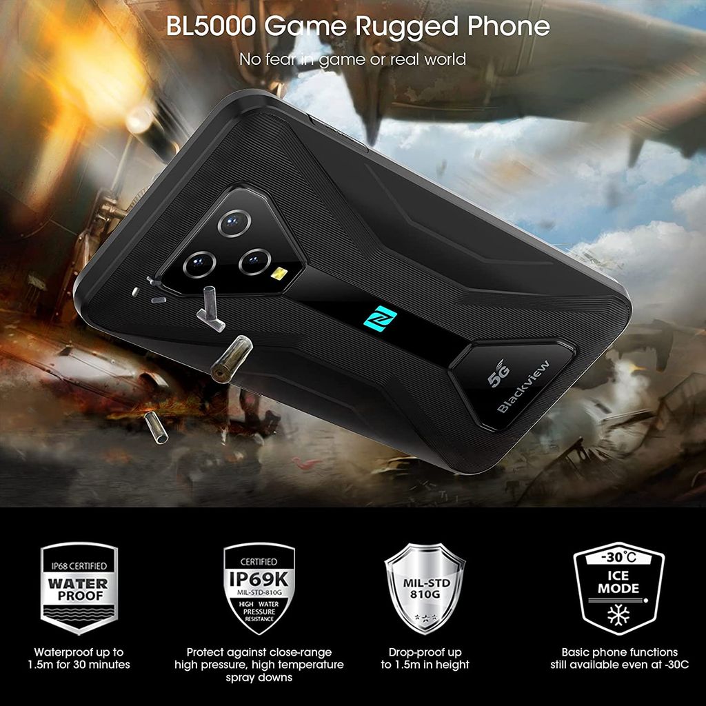 BLACKVIEW pametni robustni telefon BL5000 5G, 8GB/128GB - črn